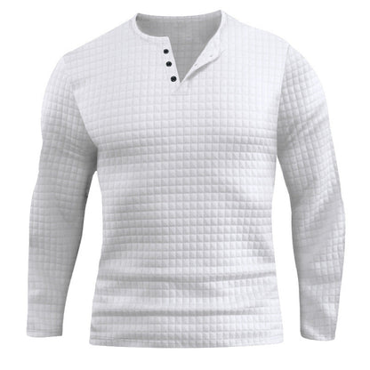 Herren Langarmshirt Modern mit Knopfverschluss und Struktur