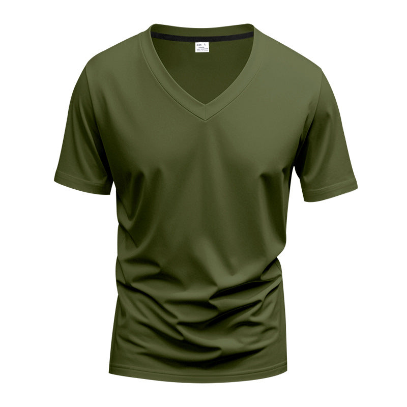Herren T-Shirt V-Ausschnitt atmungsaktiv Schnelltrocknend Baumwolle