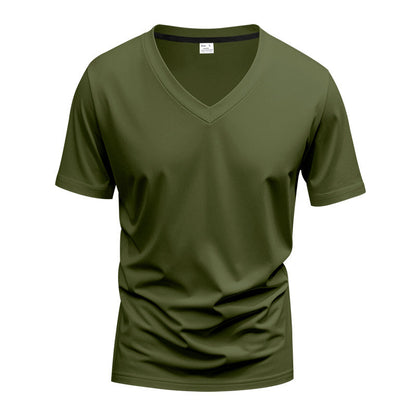 Herren T-Shirt V-Ausschnitt atmungsaktiv Schnelltrocknend Baumwolle