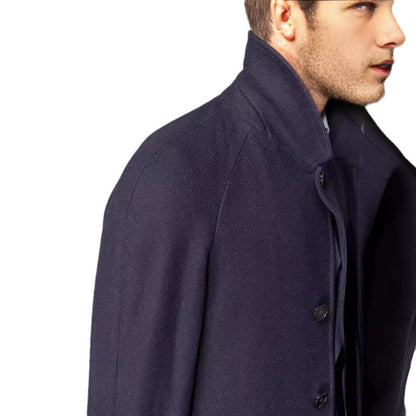 Eleganter Herren Wollmantel Doppelreiher Schmal Modern