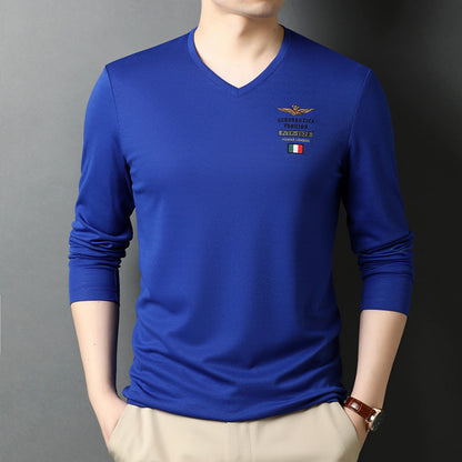 Herren Langarmshirt V-Ausschnitt Elegantes Design
