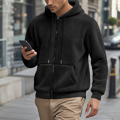 Herren Fleece Hoodie Warm mit Seitentaschen Sportlich