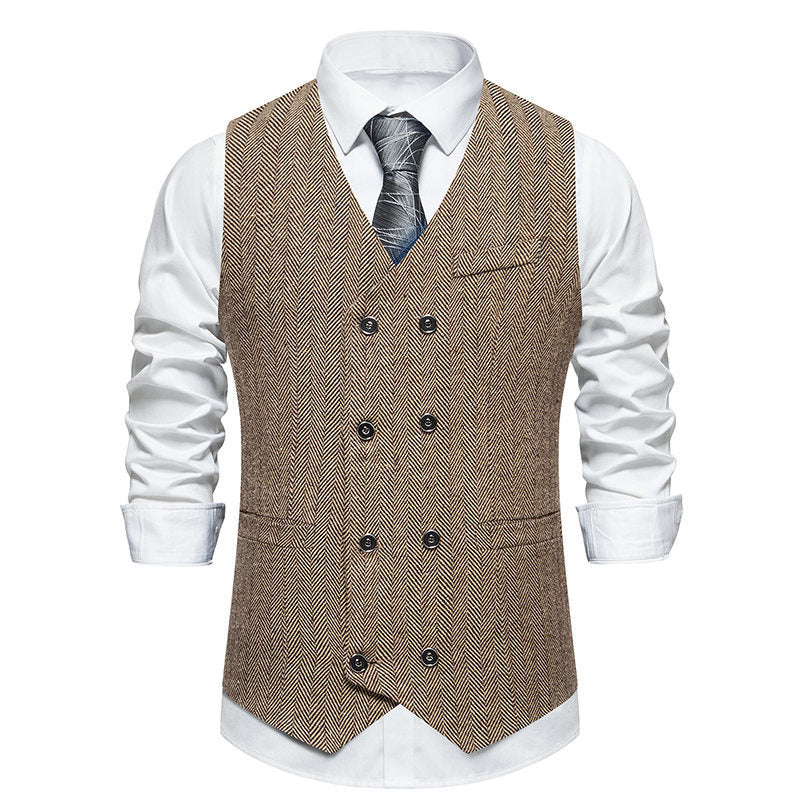 Herren Weste Fischgratmuster Elegant Schwarz - BerlinGlamour