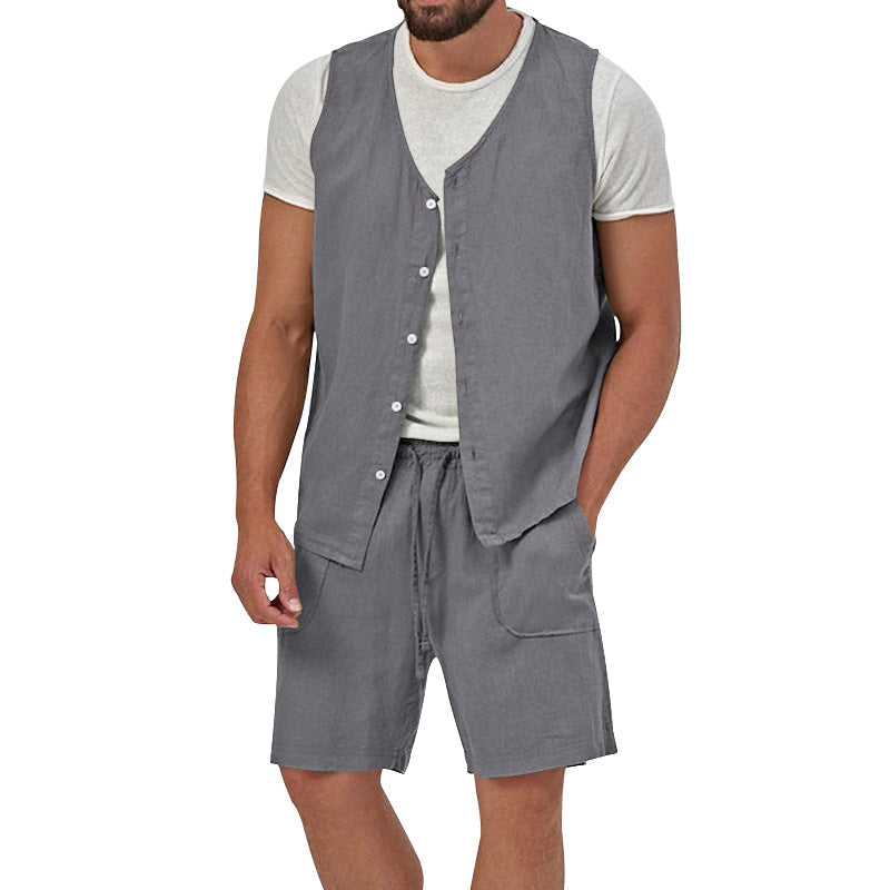 Herren Sommer Set Kurzarmhemd Shorts Leicht