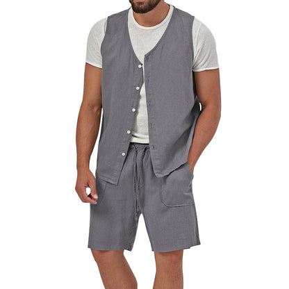 Herren Sommer Set Kurzarmhemd Shorts Leicht