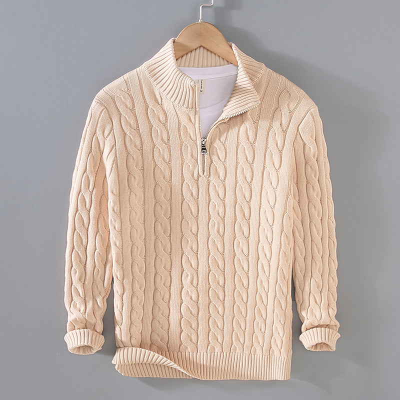 Herren Pullover Baumwolle Halbzippjacke Bequem