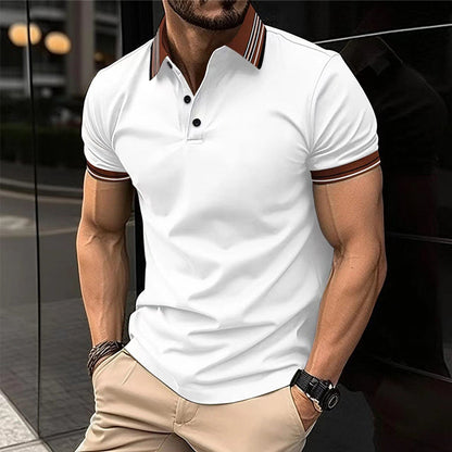Herren Poloshirt Kurzarm Modern Kragen Kontrastdetails Eleganz