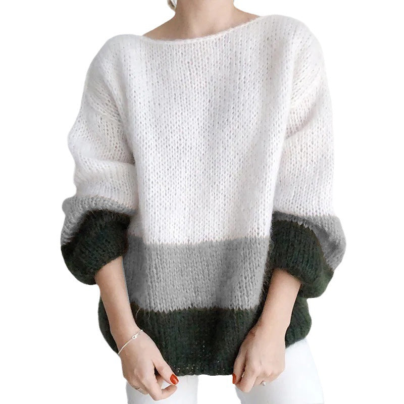Damen Strickpullover Weich Modisch Lässig