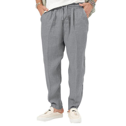 Herren Leinenhose Bequem Elastischer Bund Sommer