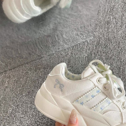 Damen Sneaker Elegante Rüschen-Design Weiche Sohle