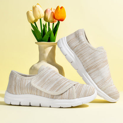 Damen Sneaker Bequem Slip-On Weite Passform Klettverschluss