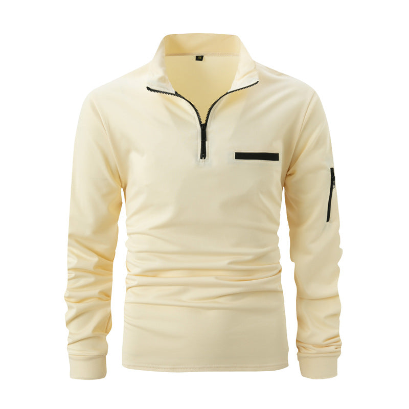 Herren Pullover Sportlich Reißverschluss Taschen Grau