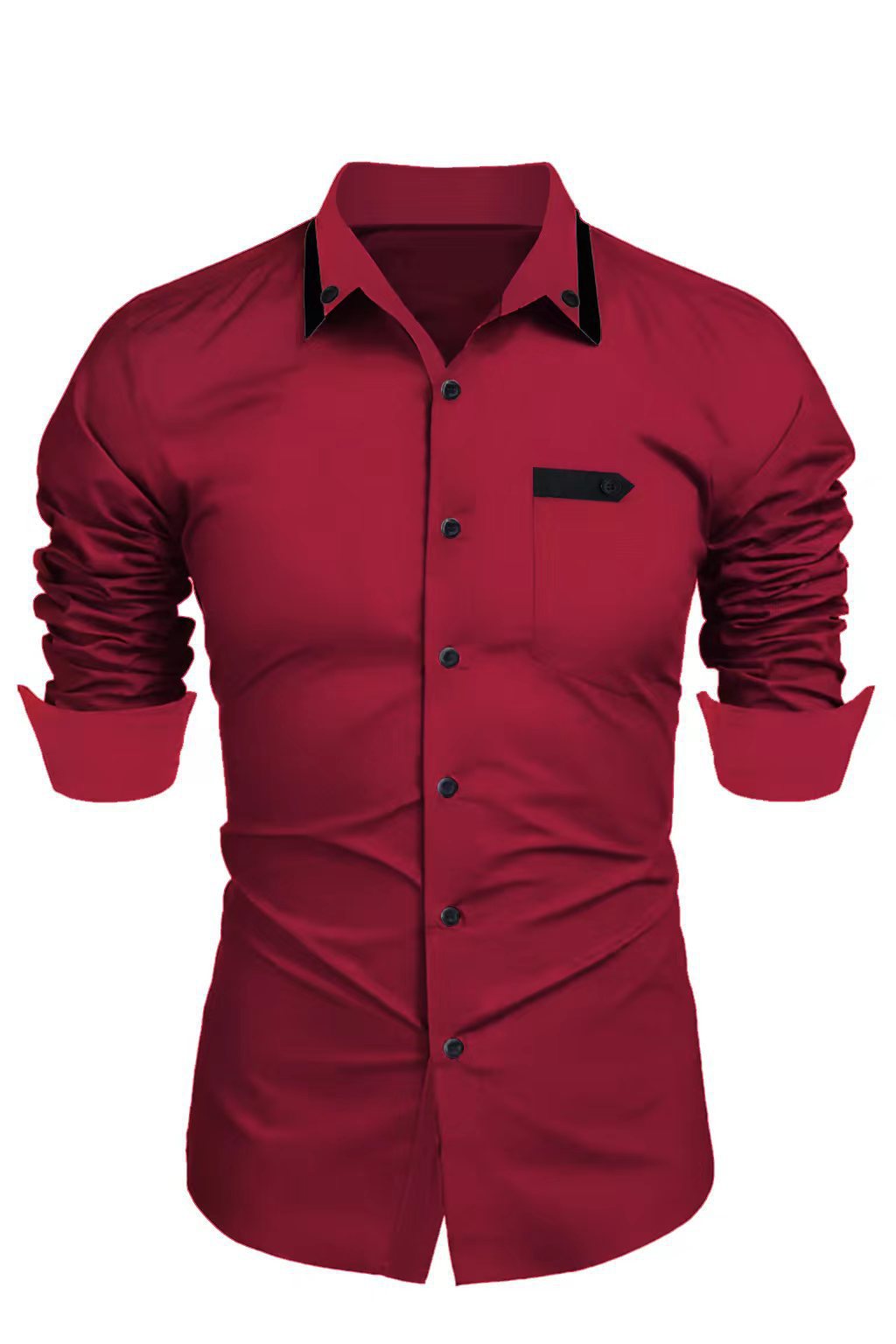 Elegantes Langarmhemd Herren mit Kontrastknöpfen Modern
