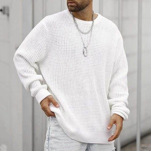 Herren Pullover Rundhals Struktur Modern