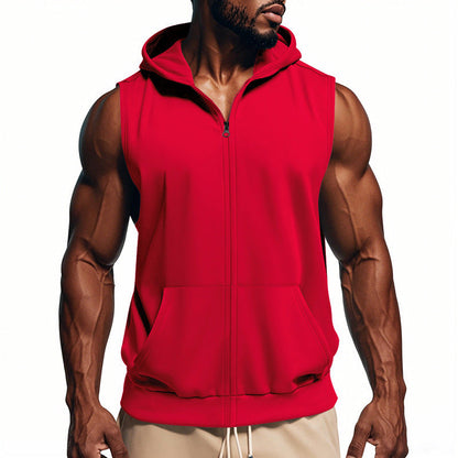 Herren Fitness-Hoodie Ärmellos Reißverschluss Sportlich Modern