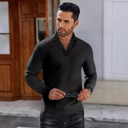 Herren Pullover Moderner Kragen Schick Schwarz