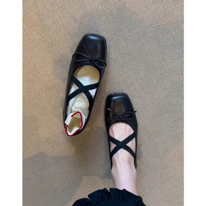 Damen Ballerinas Elegante Schleife Kreuzbänder - BerlinGlamour