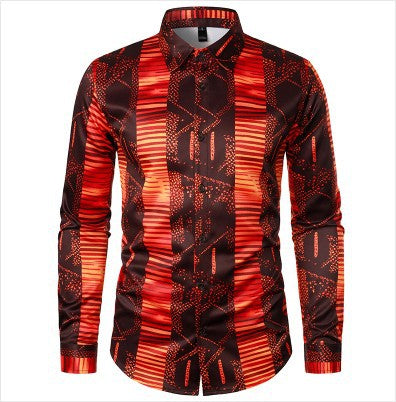 Herren Langarmhemd Modern Grafik Druck Trendy