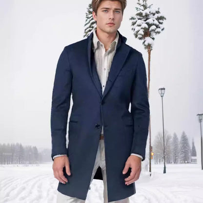 Herren Wollmantel Elegant Slim Fit schwarz