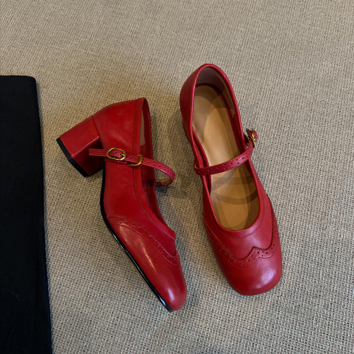 Damen Mary Janes Schuhe Elegante Riemen Ledersohle - BerlinGlamour