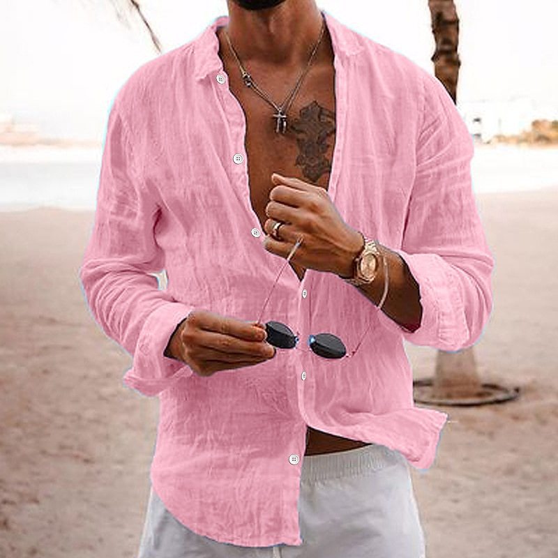 Leinenhemd Herren Lässig Sommer Modern