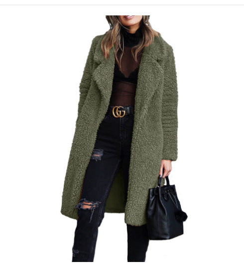 Damen Teddy-Mantel Weich Großzügig mit Taschen