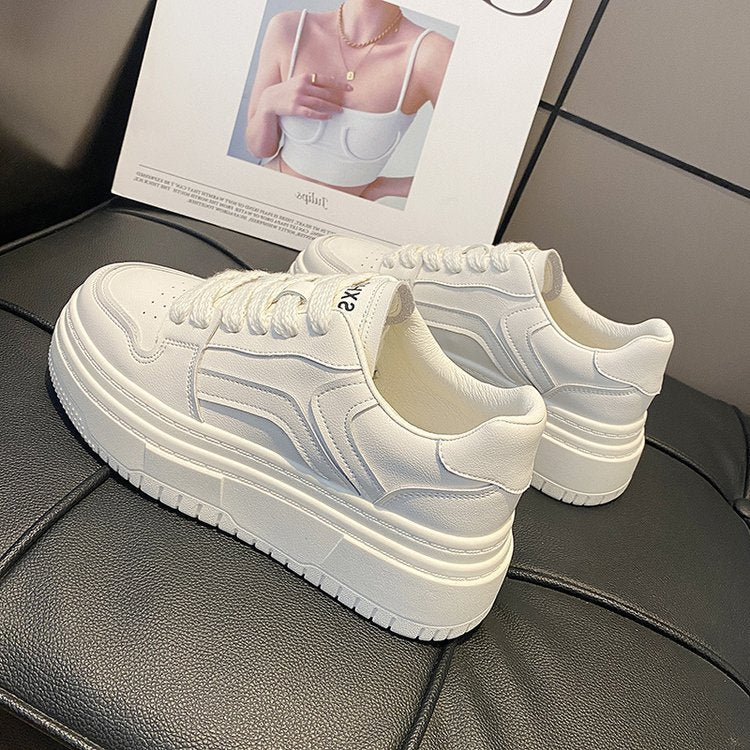 Damen Sneaker Plateau Komfortabel Weich mit Kontrastdetails