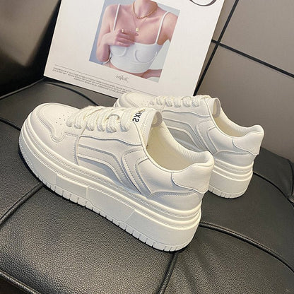 Damen Sneaker Plateau Komfortabel Weich mit Kontrastdetails