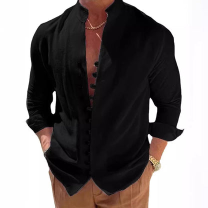 Herren Freizeithemd Leicht Halbkragen Knopfleiste Casual