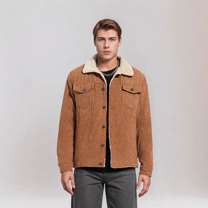 Herren Cordjacke Warm Versteppt Mit Futter