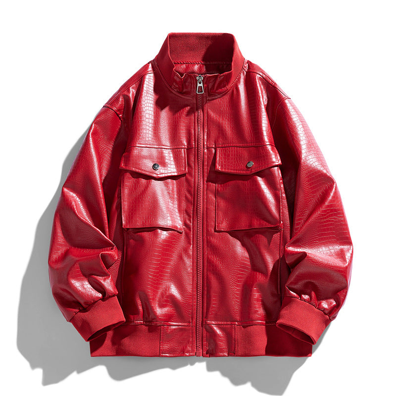 Herren Lederjacke Modern mit Ledertaschen Schwarz Glamour - BerlinGlamour