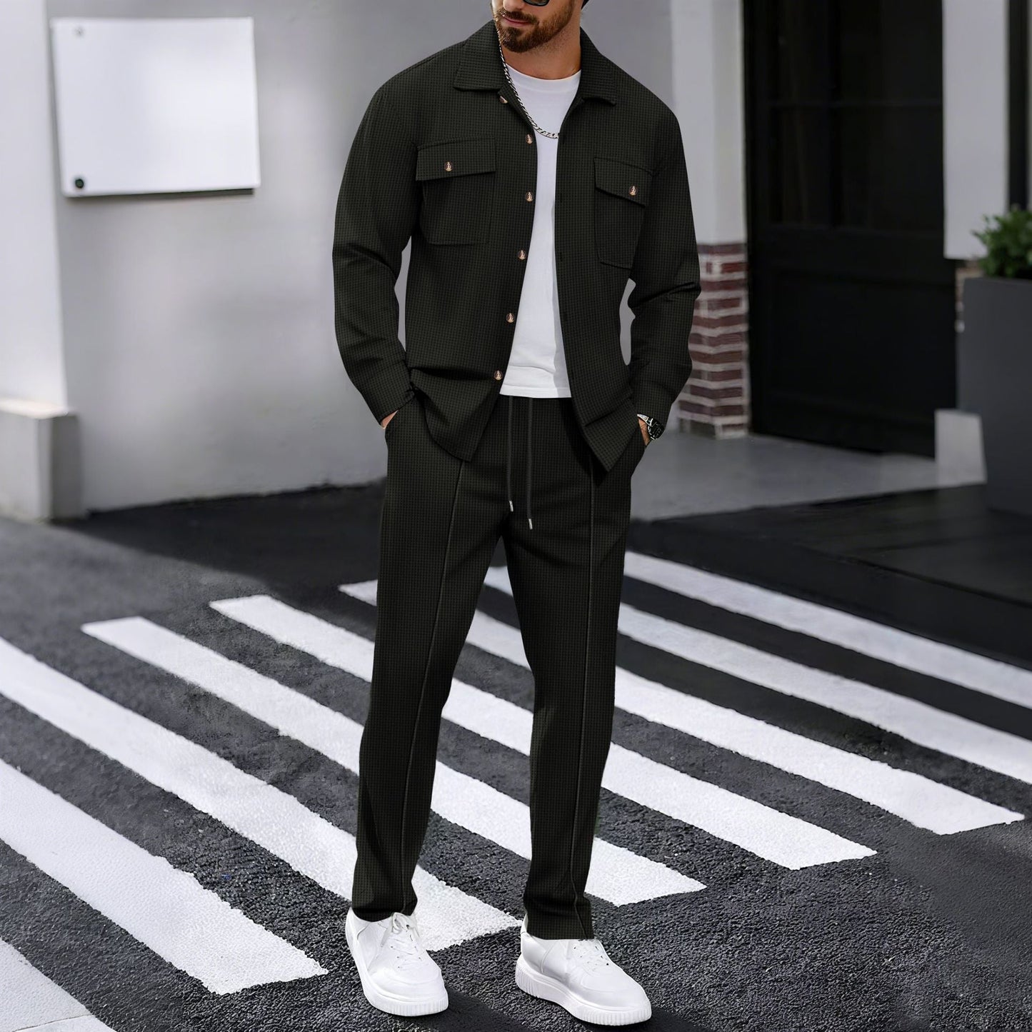 Herren Freizeitanzug Set Modern mit Hemd und bequemer Hose