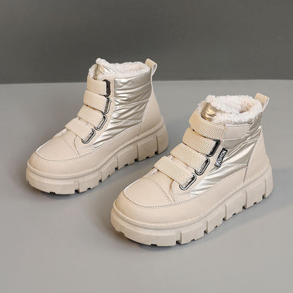 Damen Winterstiefel Warm Fleece Klettverschluss Winterstiefel