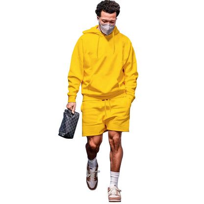 Herren Sportset Hoodie Shorts atmungsaktiv mit Taschen