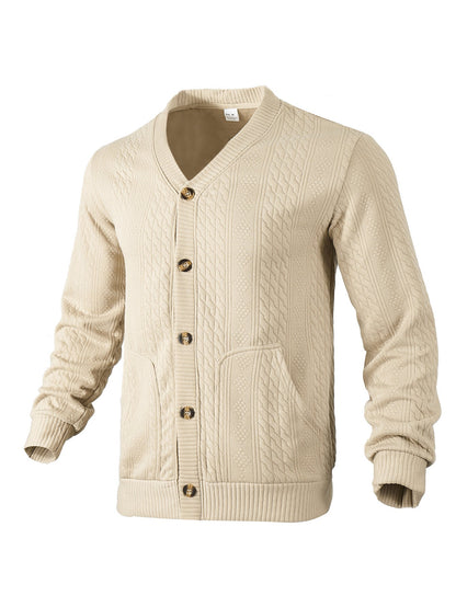 Herren Strickjacke Strukturiert Goldknöpfe Modern