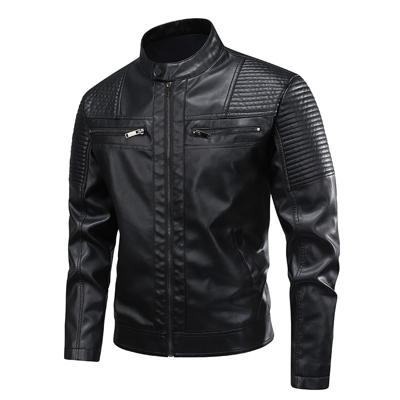Leder Motorradjacke Herren Modern mit Nieten und Schutzpolster