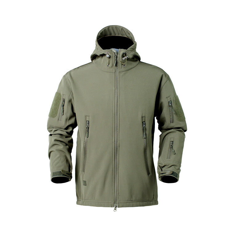 Herren Softshelljacke Taktisch mit Reißverschlusstaschen Verstellbar