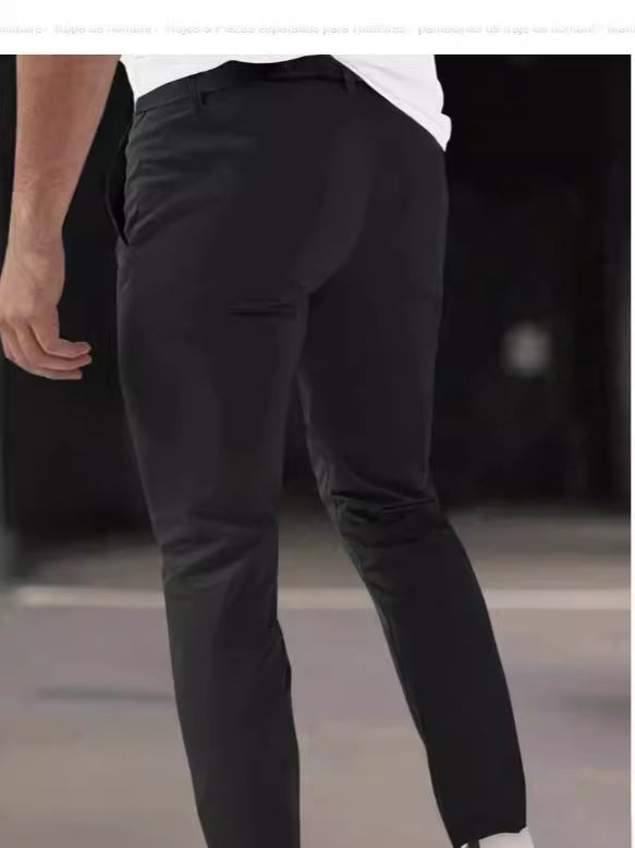 Herren Anzughose Slim Fit mit Falten Modern Schwarz