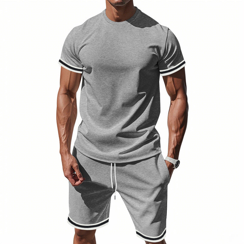Herren Kurzarmshirt Sportlich Modern Kontrastdetails