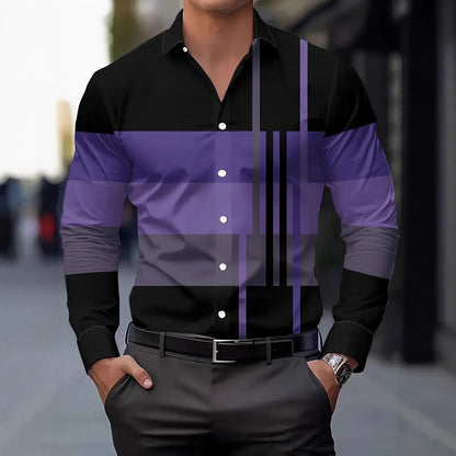 Herren Langarmhemd Modern Blockdesign Trendy