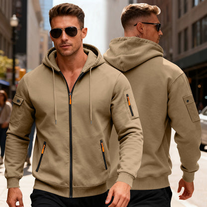 Herren Kapuzenjacke Funktionell Reißverschluss Wasserabweisend Modern