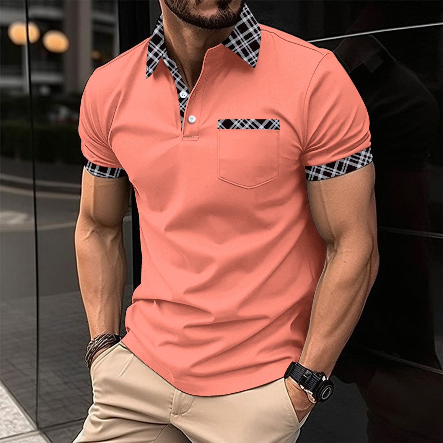 Herren Poloshirt Karomuster Modern Berlin Style - BerlinGlamour