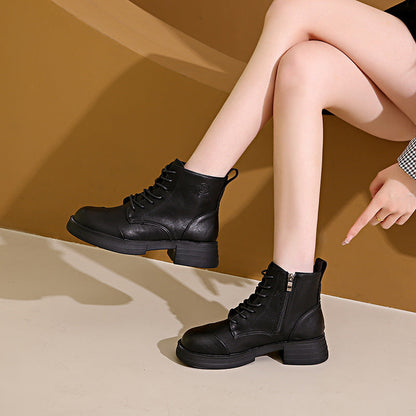 Damen Stiefeletten Schnürstiefeletten Reißverschluss Robust