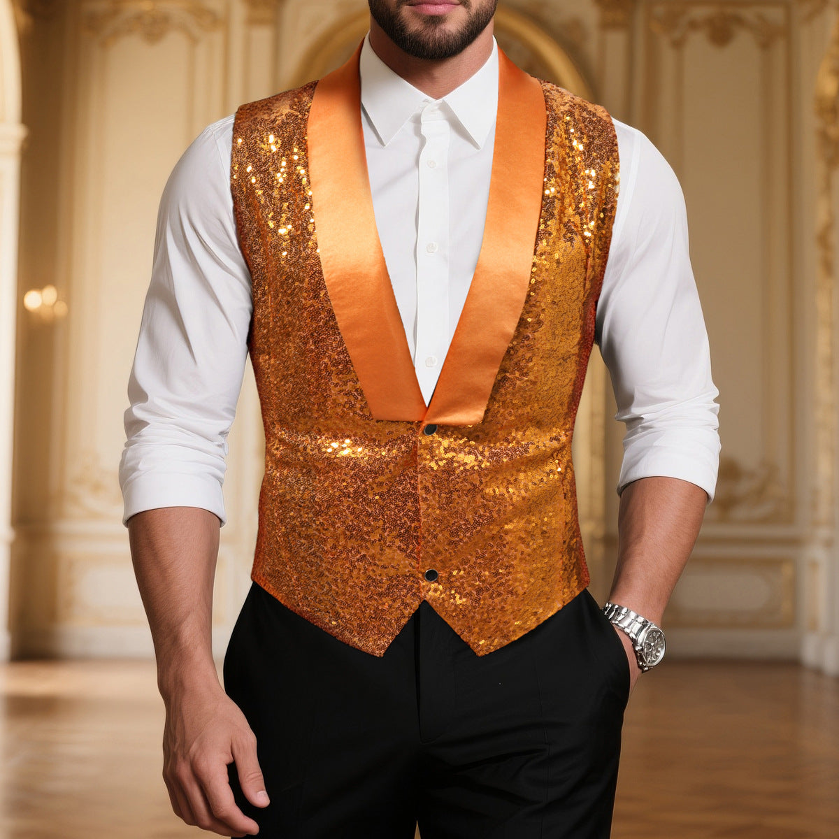 Herren Paillettenweste Glitzernd Schwarz Berlin - BerlinGlamour