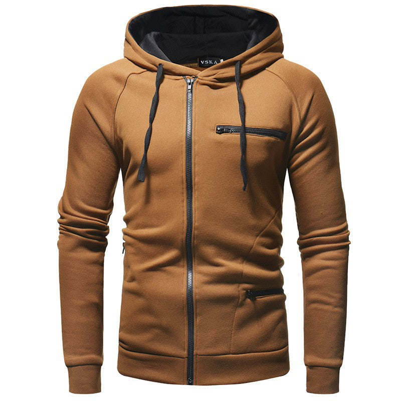 Herren Hoodie Funktionstaschen Reißverschluss Modern