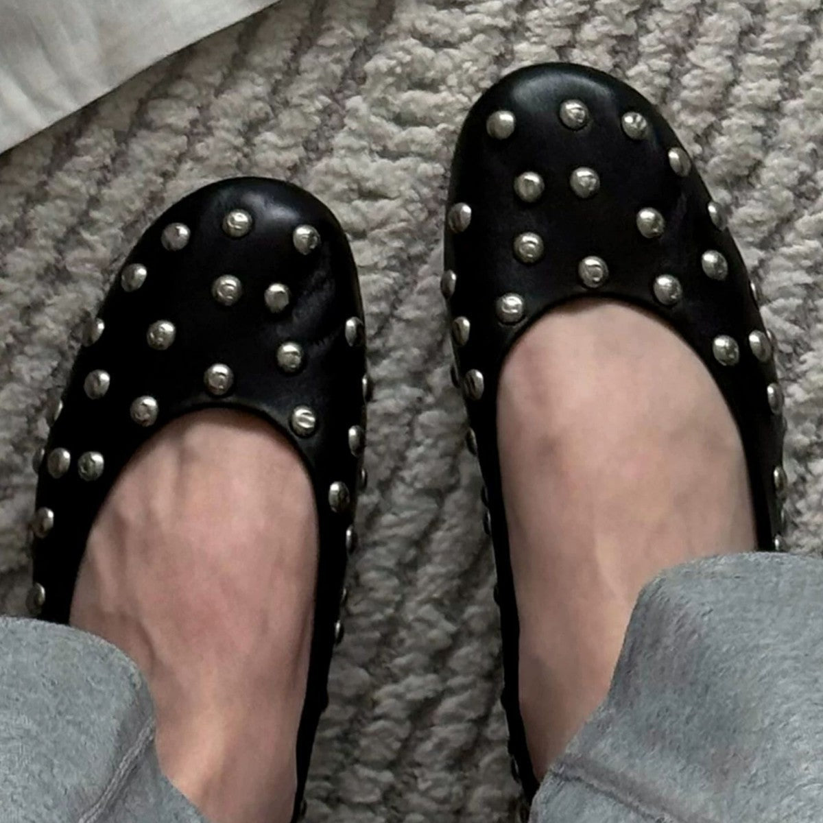 Damen Ballerinas Luxus Nieten Design Elegante Schuhe