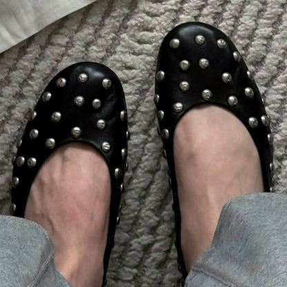 Damen Ballerinas Luxus Nieten Design Elegante Schuhe