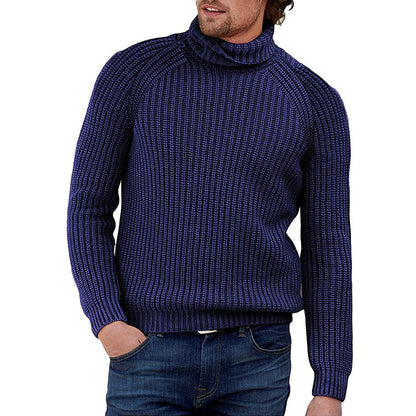 Herren Pullover Grobstrick Strukturiert Hochkragen Modern