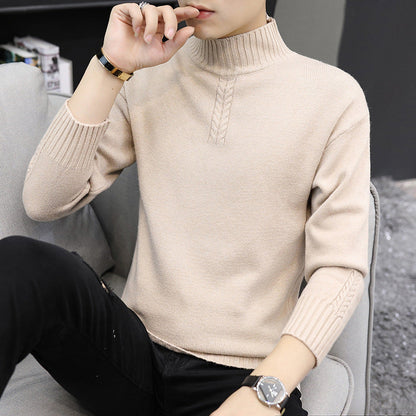 Herren Strickpullover Hochkragen Rippstrick Modern