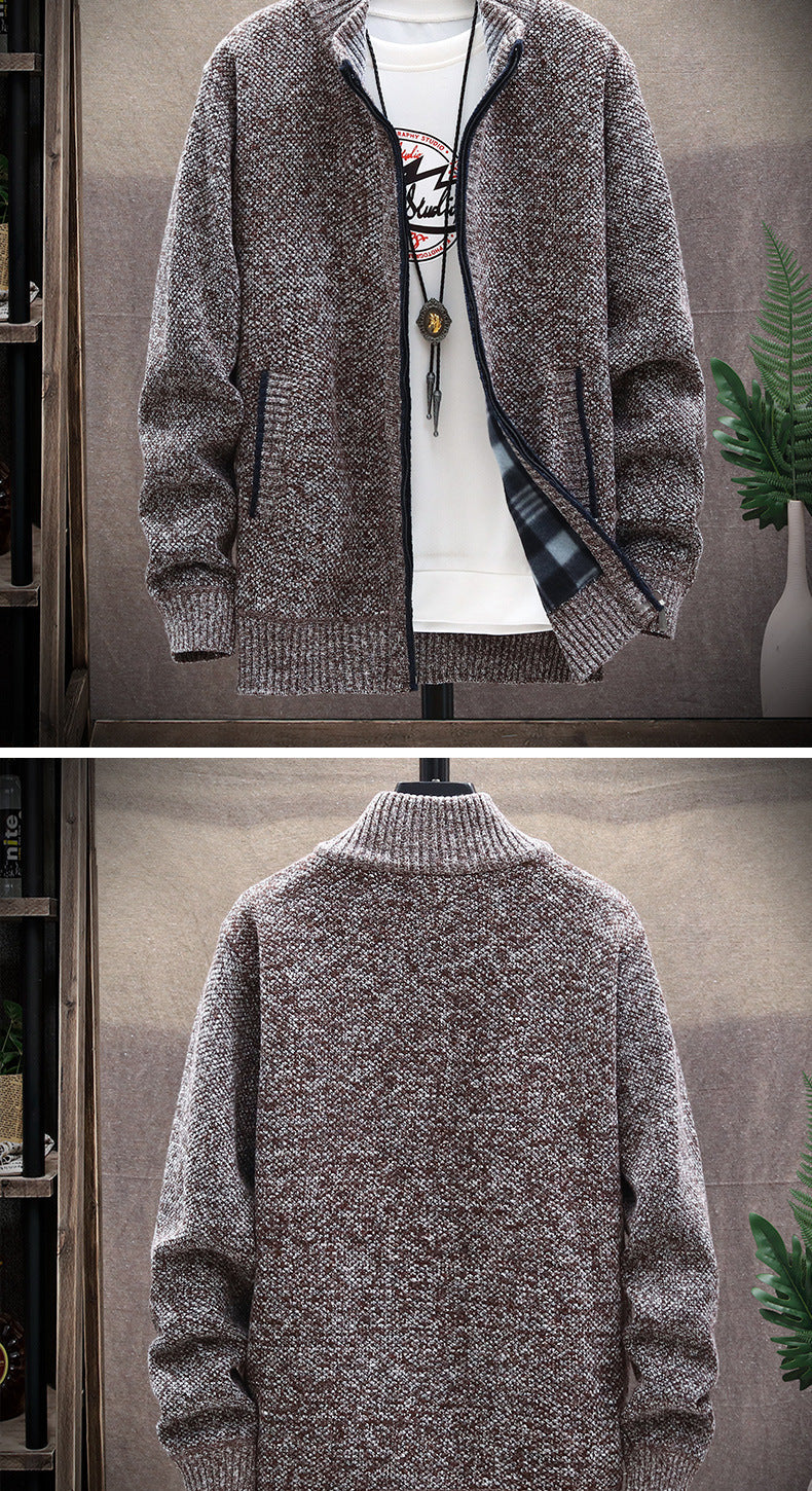 Herren Strickjacke Stehkragen Taschen Elegante Winterjacke
